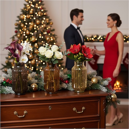 Wazon Szklany Wysoki Cylinder Dekoracyjny Na Kwiaty Ozdobny 23,5 cm