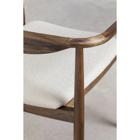 Krzesło z drewna z szenilowym siedziskiem Mallory brązowe