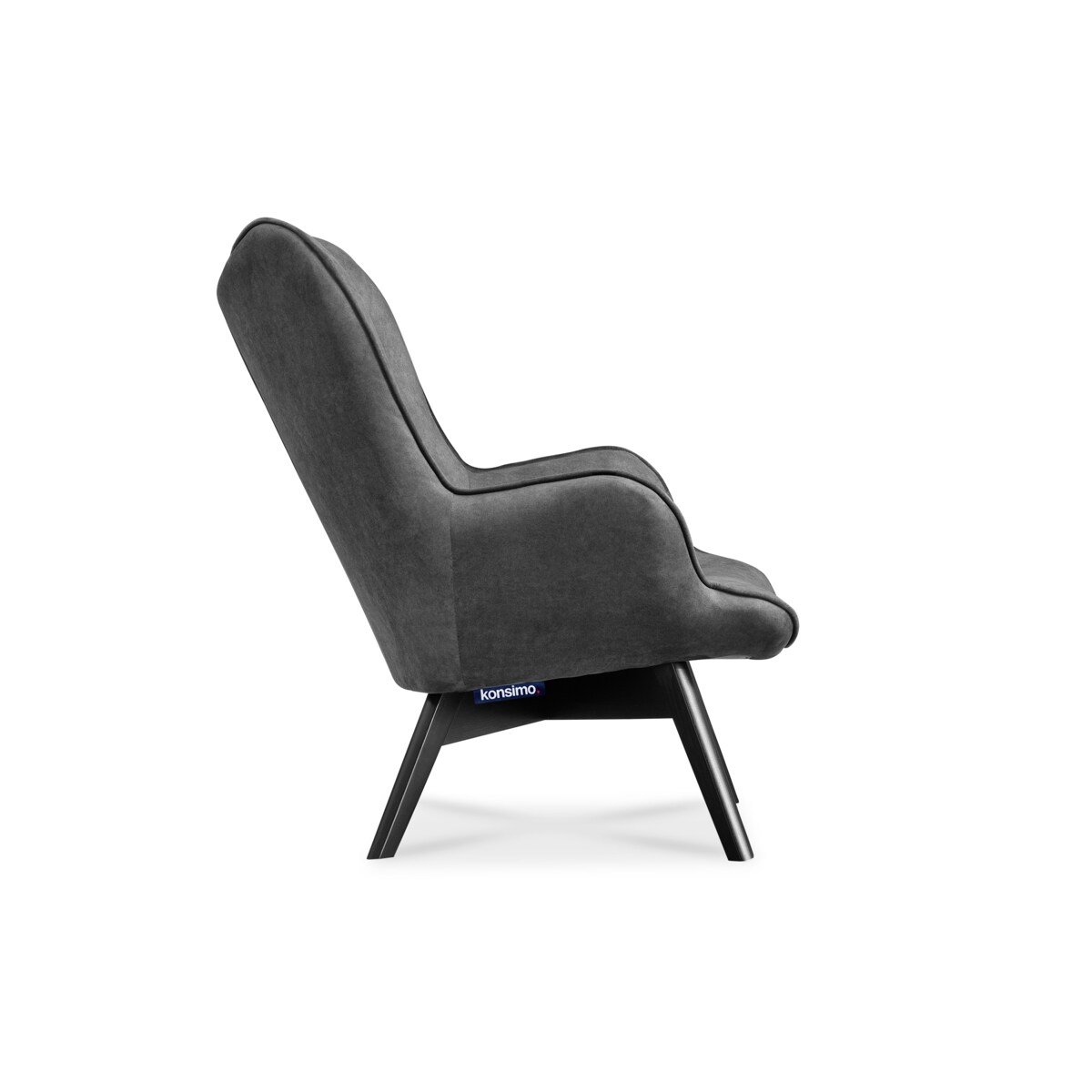 KONSIMO GLORI Fotel relaksacyjny welurowy z pikowaniem w kolorze grafitowym