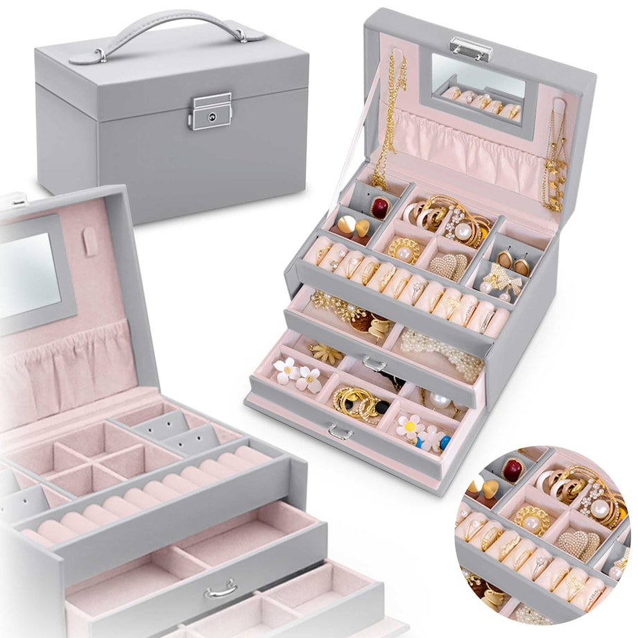 Pudełko szkatułka na biżuterię szare Massido