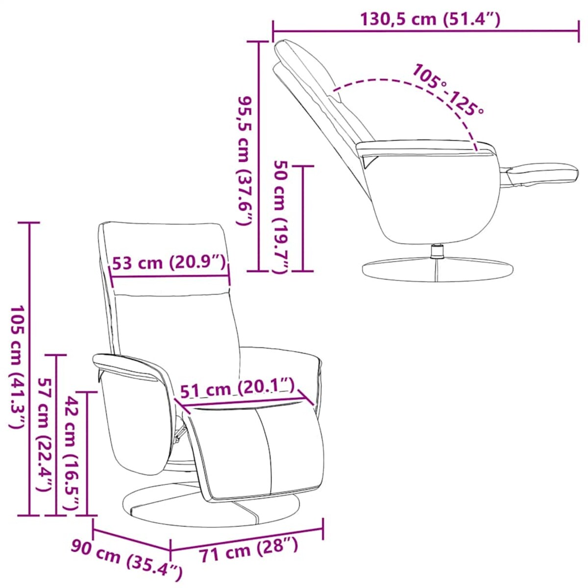 vidaXL Rozkładany fotel z podnóżkiem, czarny, sztuczna skóra