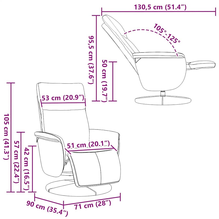 vidaXL Rozkładany fotel z podnóżkiem, czarny, sztuczna skóra