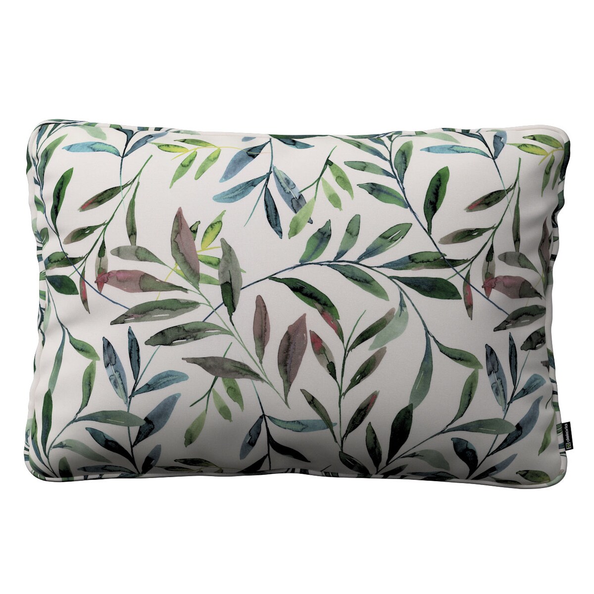 Poszewka Gabi na poduszkę prostokątna 60x40 zielone gałązki na białym tle