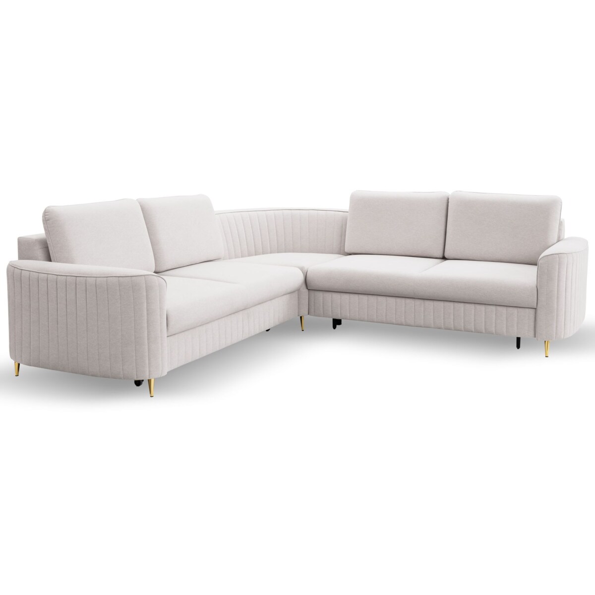 Narożnik z funkcją spania i pojemnikiem na pościel LOREN, zimny beż