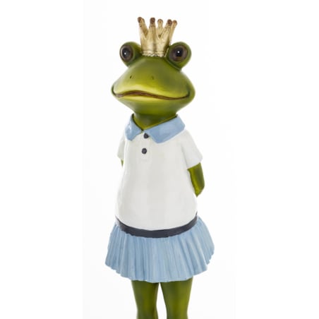 Dekoracja - Królowa żaba z małżonkiem 28x7,5x7 i 27,5x7,5x6 cm niebieska spódniczka