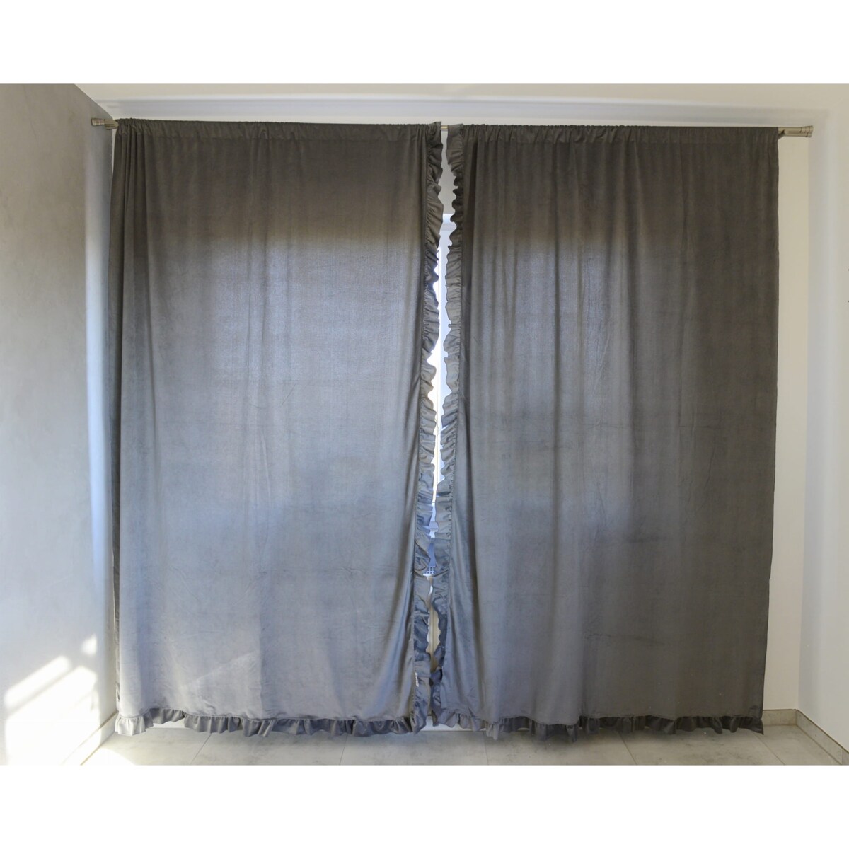 Zasłona Na Okno Okna Z Falbanką Do Salonu Sypialni 150X250 Cm Grafit