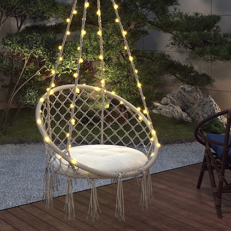 Fotel wiszący boho huśtawka bocianie gniazdo ecru GL078