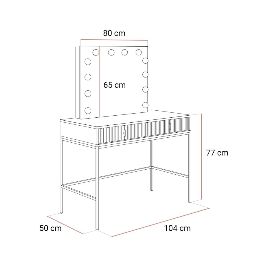 Toaletka MIDNIGHT ELITE z lustrem LED na stelażu, kaszmir