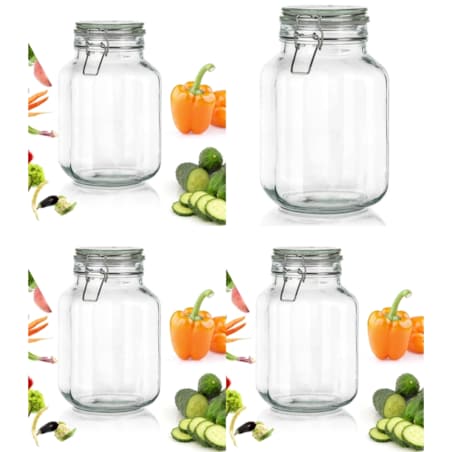 4x Słoik hermetyczny z klipsem szklany na przetwory ogórki weki 2 L soki