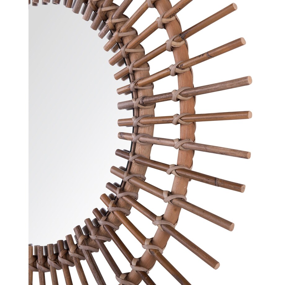 Rattanowe lustro ścienne słońce ø 76 cm brązowe STENEN