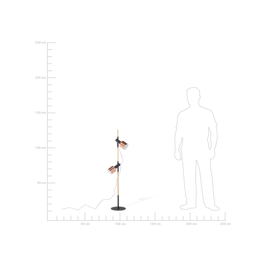 Lampa podłogowa regulowana drewniana czarna OWENS