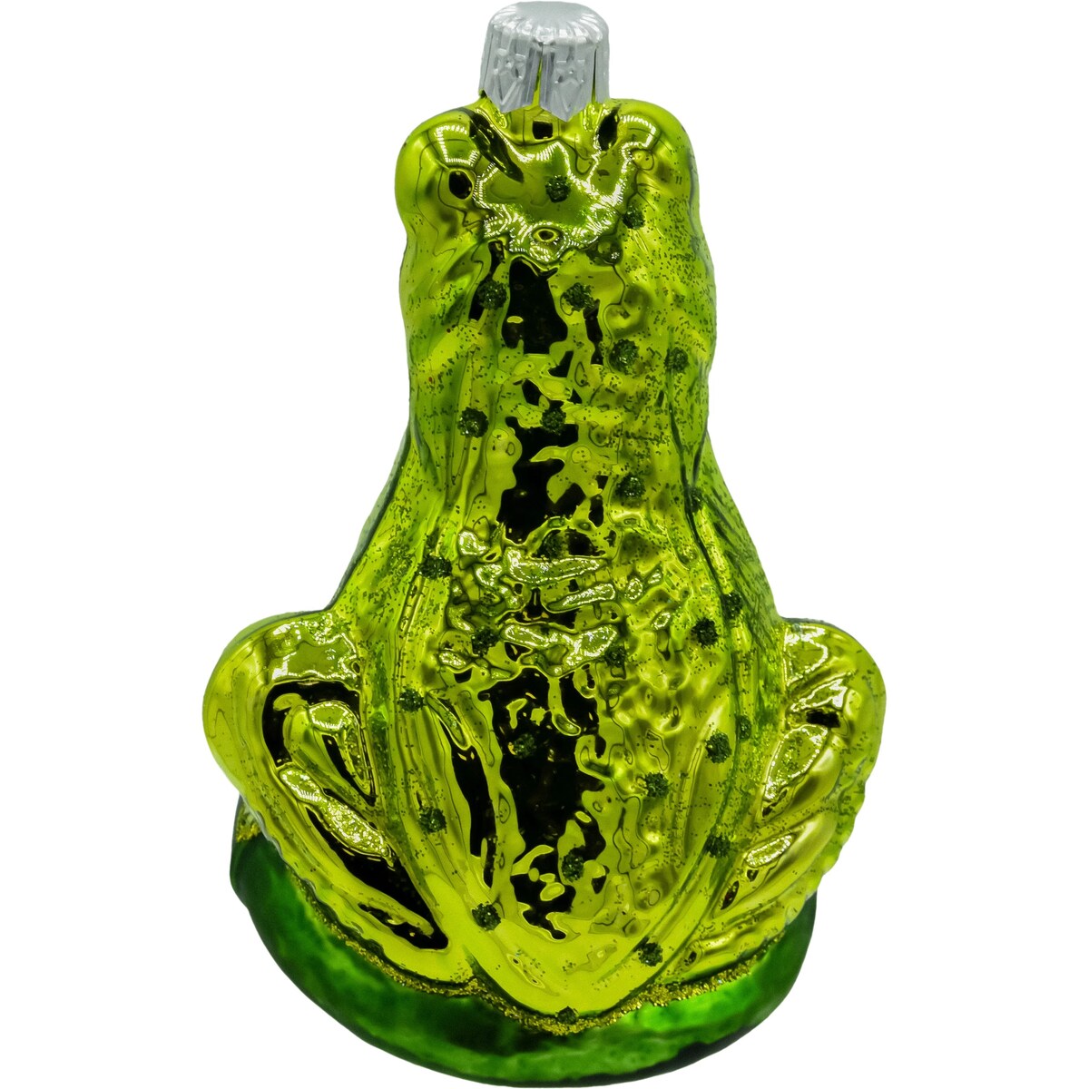 Bombka choinkowa: Żaba na liściu: błyszcząca