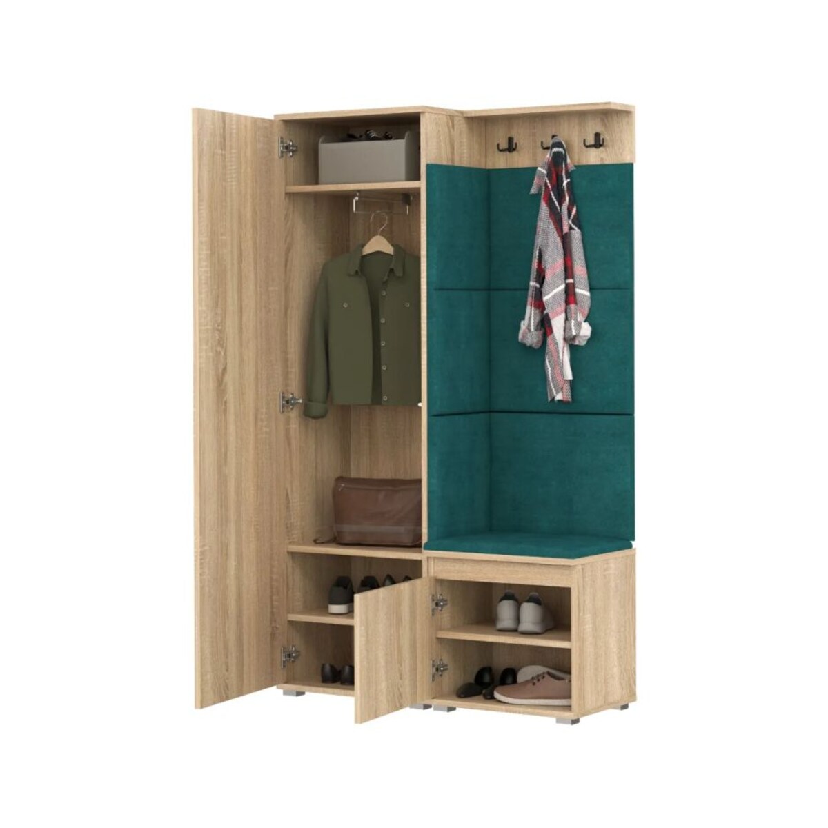 Garderoba do przedpokoju SINGAPUR 104 dąb sonoma/zielony