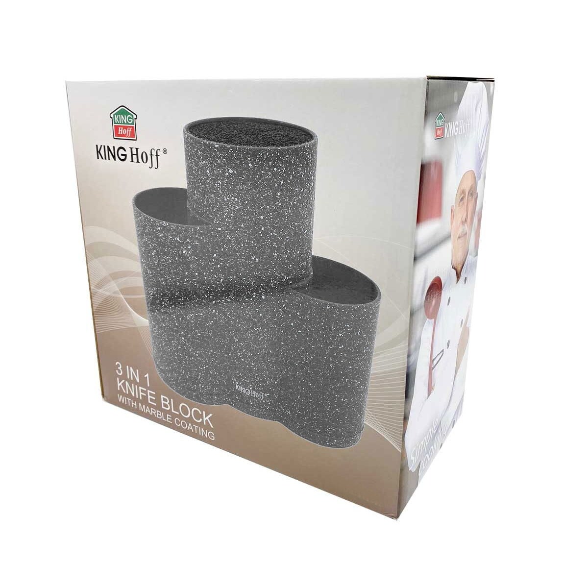Uniwersalny blok stojak na noże do noży 3w1 szary KINGHOFF