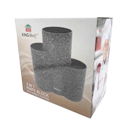 Uniwersalny blok stojak na noże do noży 3w1 szary KINGHOFF