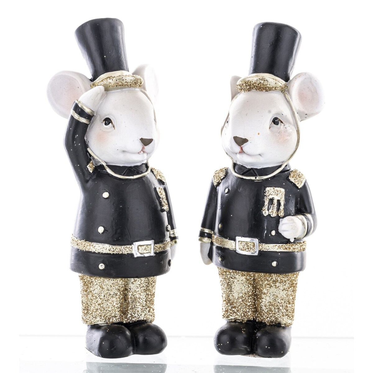 Figurki - 2 myszy w mundurach z orderami 11,5x4,5x4 cm czarne