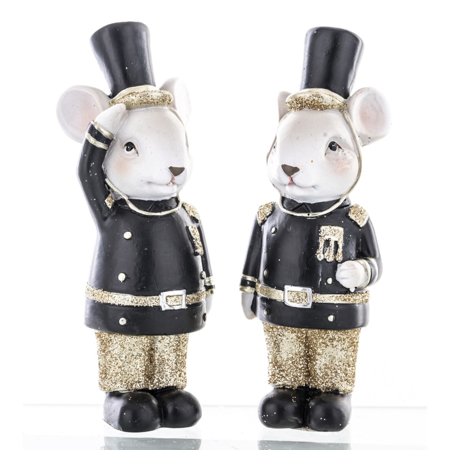 Figurki - 2 myszy w mundurach z orderami 11,5x4,5x4 cm czarne