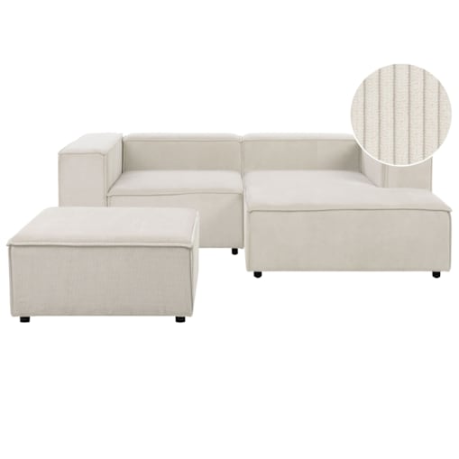 Narożnik modułowy dla 3 osób ARDAL Sztruks Złamana biel Lewostronny