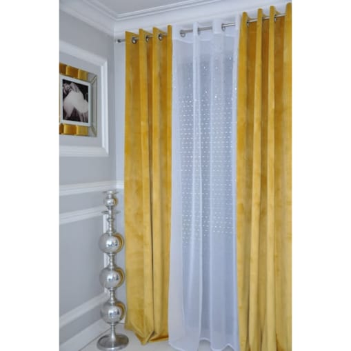 Zasłona welurowa gładka | 140x250 cm przelotki | musztarda