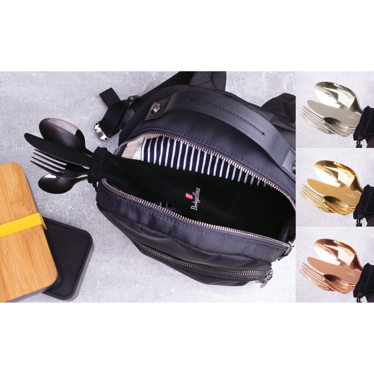 Zestaw sztućców 4 elementy + pokrowiec BERLINGER HAUS Champagne