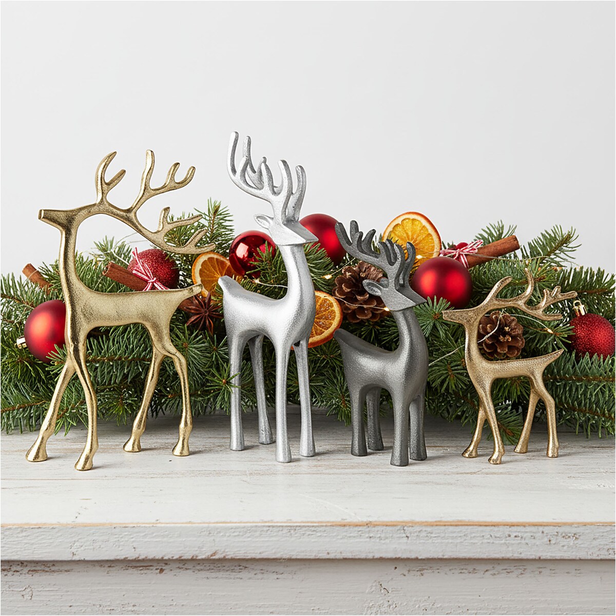 Renifer Figurka Duża Świąteczna Stojąca Dekoracja Ozdoba Szara 22 Cm