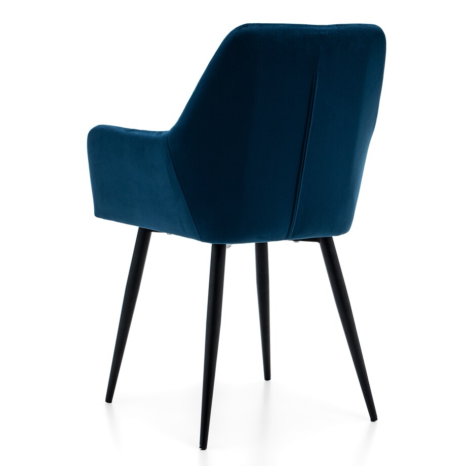 Krzesło tapicerowane welurowe do salonu jadalni IVO granatowe
