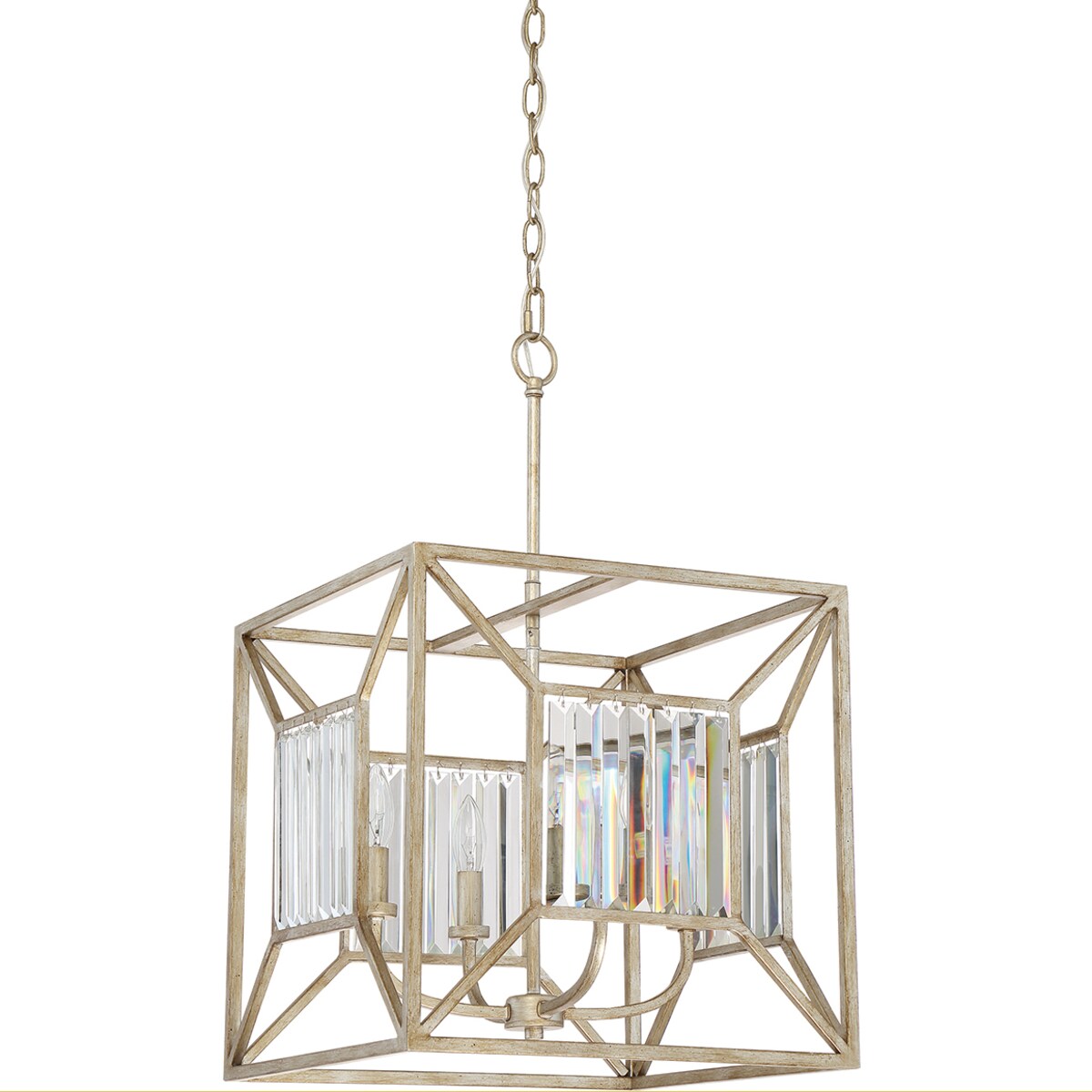 Eklektyczna LAMPA wisząca QZ-LAKESIDE4-P-B Elstead QUOIZEL metalowa OPRAWA zwis klatka na łańcuchu złoty przezroczysty