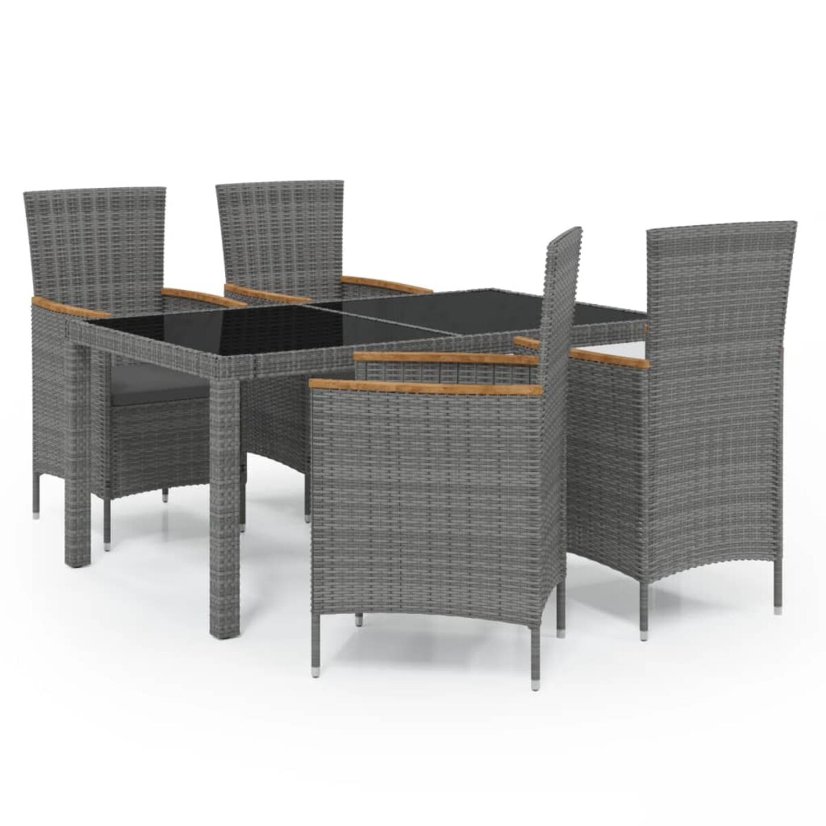 vidaXL 5-cz. zestaw mebli ogrodowych z poduszkami, rattan PE, szary