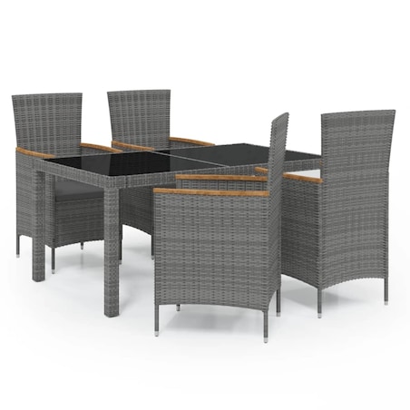 vidaXL 5-cz. zestaw mebli ogrodowych z poduszkami, rattan PE, szary