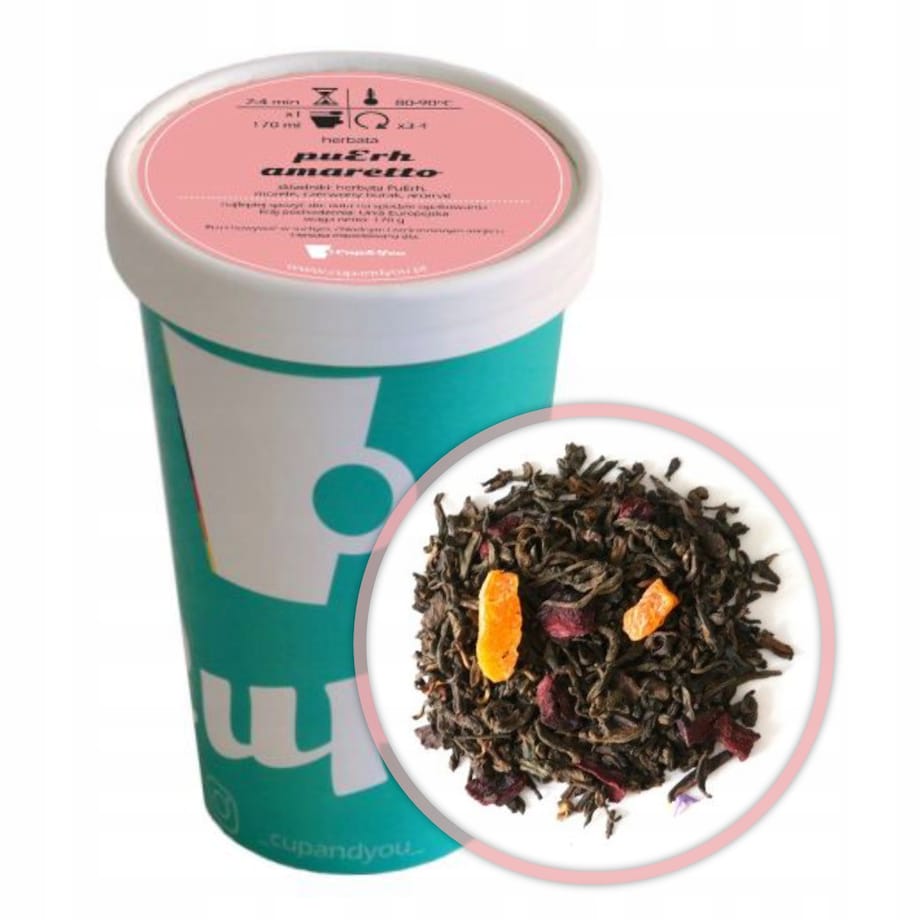 Najlepsza liściasta herbata czerwona puerh AMARETTO EKO morele burak 170g
