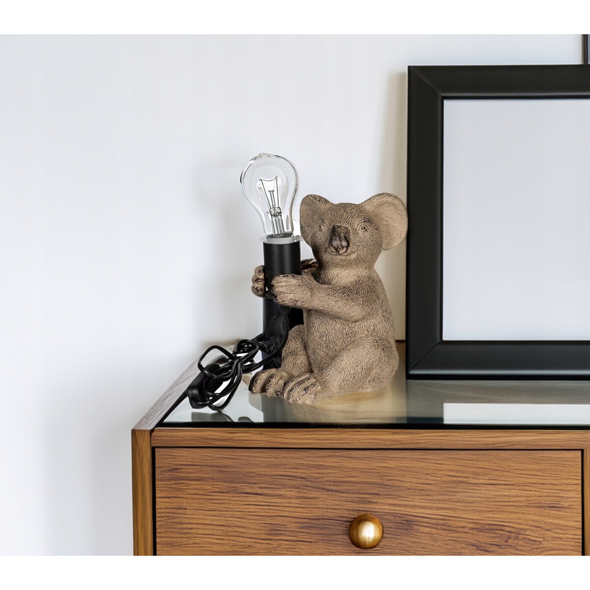 LAMPA MIŚ KOALA STOŁOWA BIURKOWA NOCNA E27 szara 22cm boho dekoracyjna