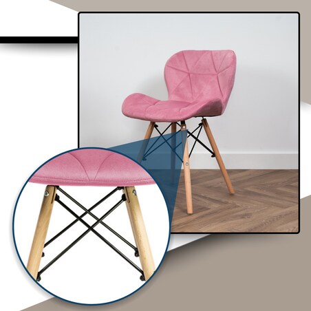 Krzesło Tapicerowane Welurowe Do Jadalni Salonu Pikowane Skandynawskie