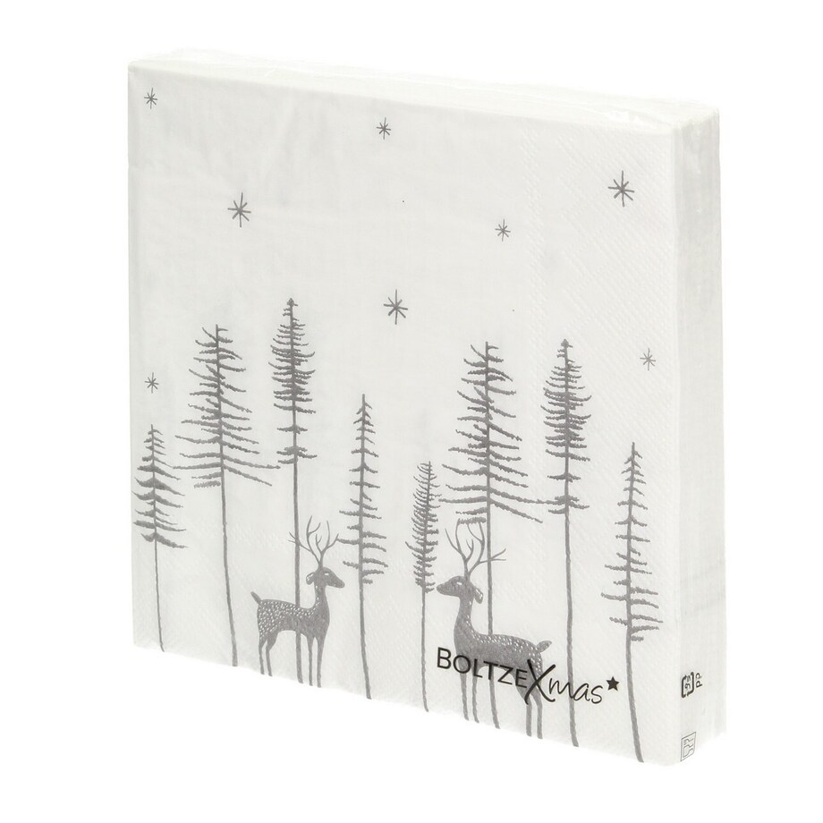 Serwetki świąteczne Reindeers boże narodzenie, święta, świąteczne, biały-szary, 16,5 x 3 cm