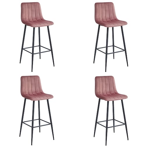 Hoker Do Jadalni Kuchni Baru Wysoki Pozza - Aksamit Ciemny Róż / Nogi Czarne X 4