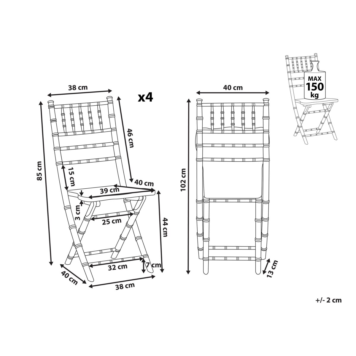 Zestaw 4 krzeseł drewniany srebrny MACHIAS