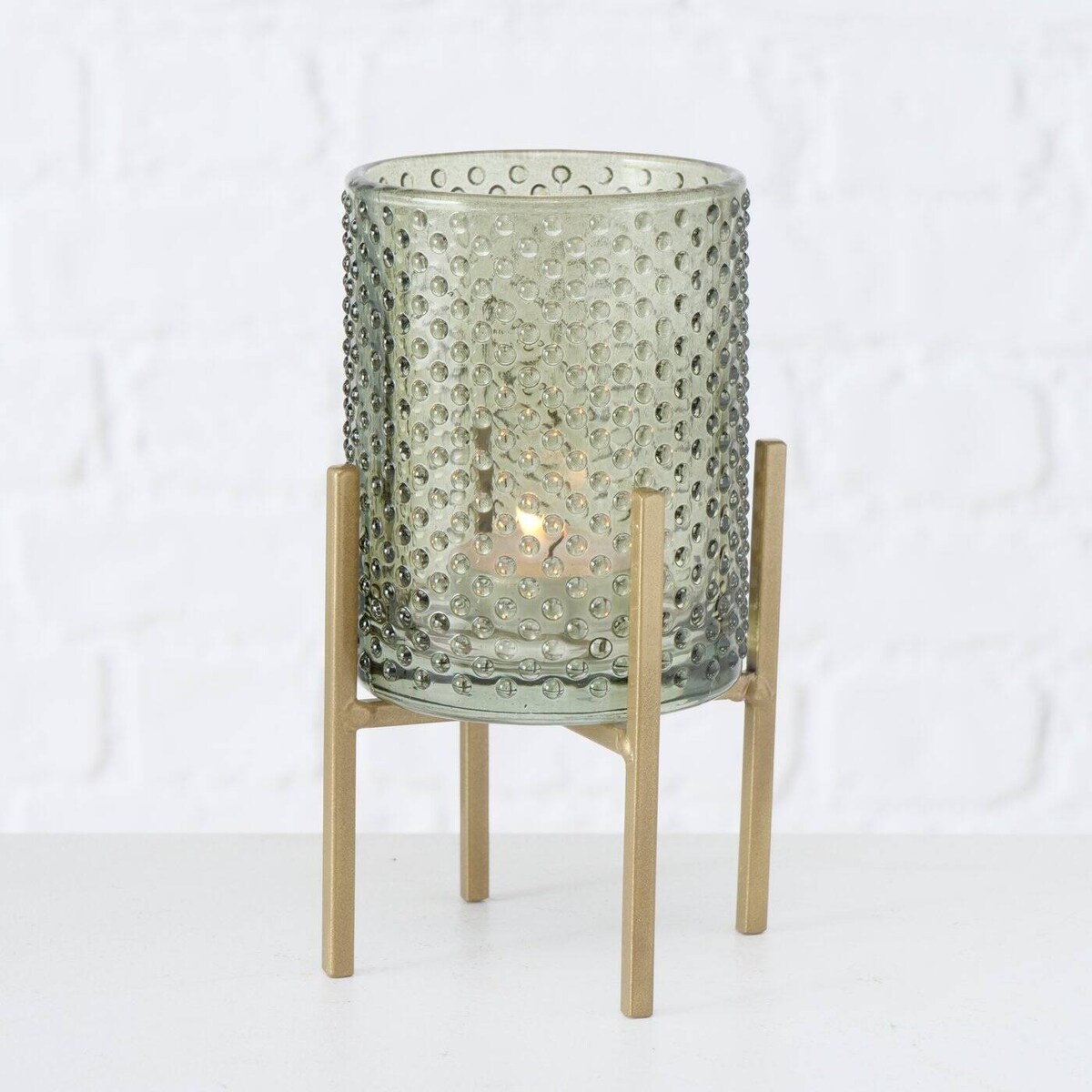 Świecznik na tealighty BOLITO, zielone szkło, Ø 8 cm