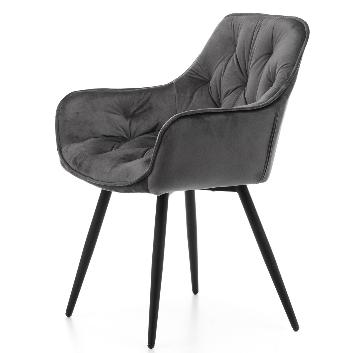 Krzesło tapicerowane pikowane do salonu jadalni welurowe SIENA szare