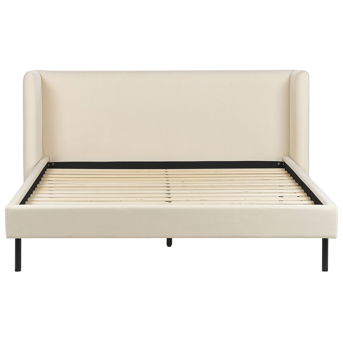 Łóżko welurowe 160 x 200 cm beżowe ARETTE