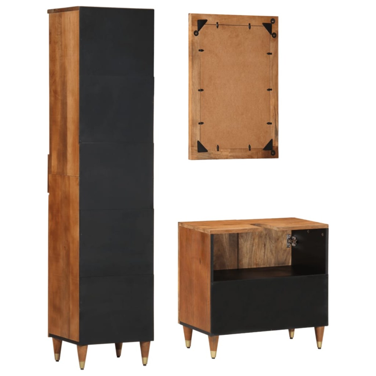 vidaXL 3-cz. zestaw mebli łazienkowych, lite drewno mango