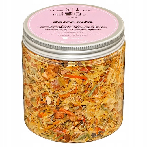 Herbata owocowa DOLCE VITA o smaku grejpfruta z pomarańczą PREMIUM Cup&You - herbata liściasta sypana mieszanka napar susz - gotowa na prezent upominek