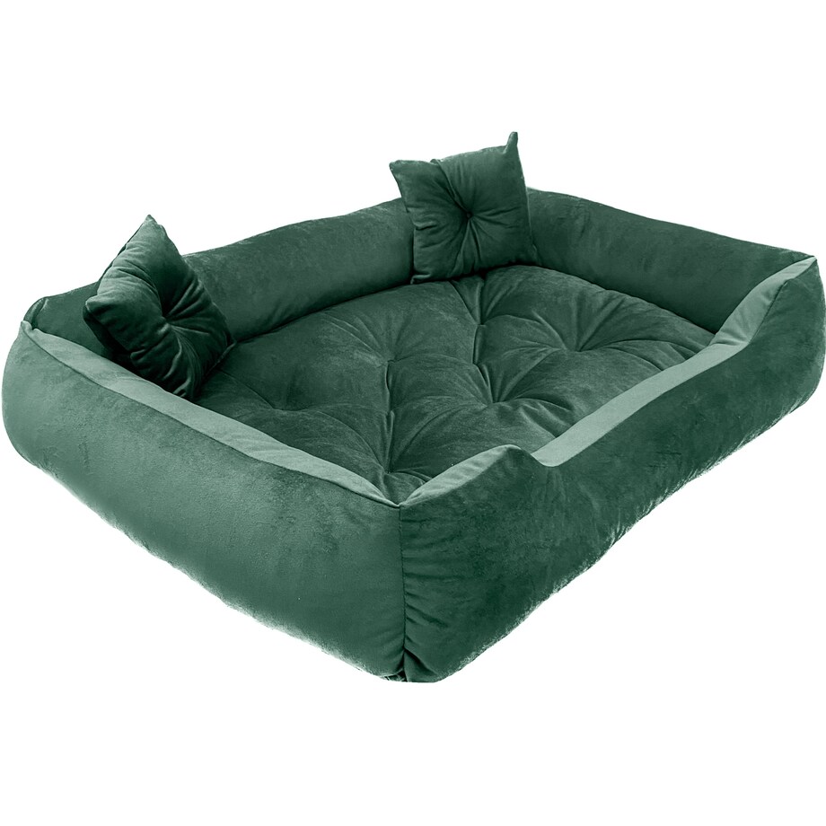 Legowisko Dla Psa Kanapa Posłanie Welurowe 120X90 Cm Pikowane Prestiżowe Zielone