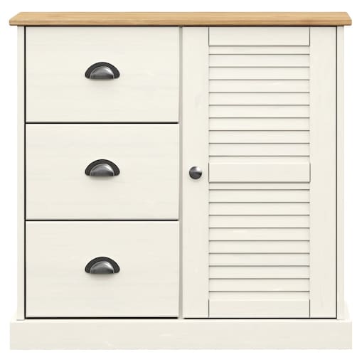 vidaXL Szafka z szufladami VIGO, 78x40x75 cm, biała, lita sosna