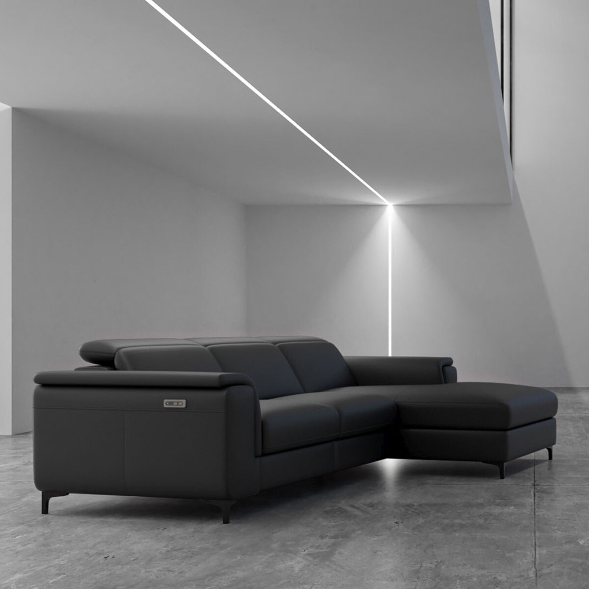 Sofa narożna Brito cienistoszara z funkcją relaksu