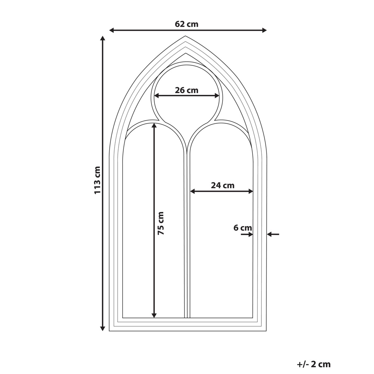 Metalowe lustro ścienne okno 62 x 113 cm czarne TRELLY