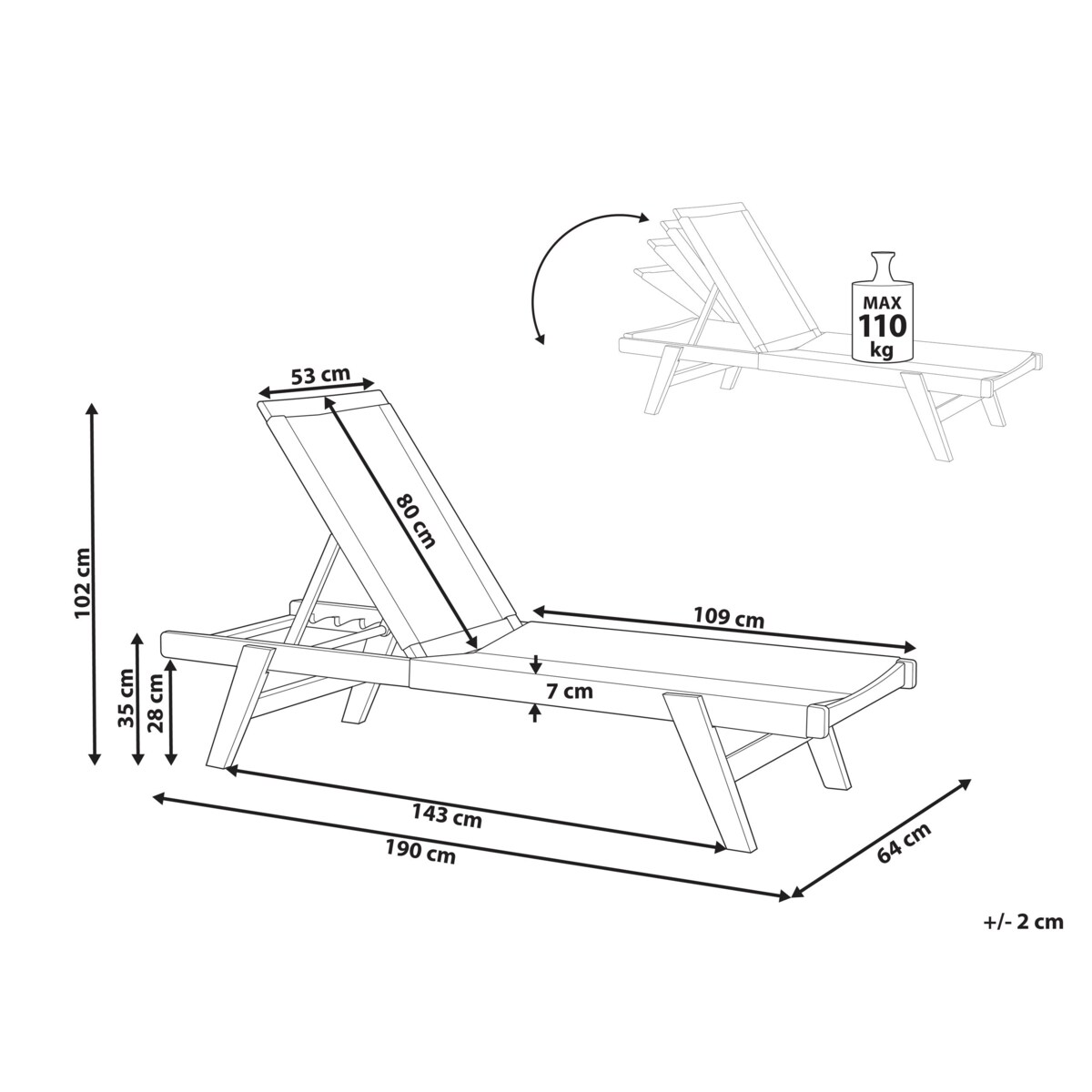 Leżak Drewno akacjowe Zielony PROSSEDI