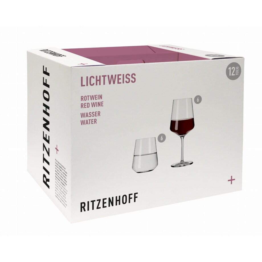 Zestaw 6 kieliszków do czerwonego wina i 6 szklanek Lichtweiss