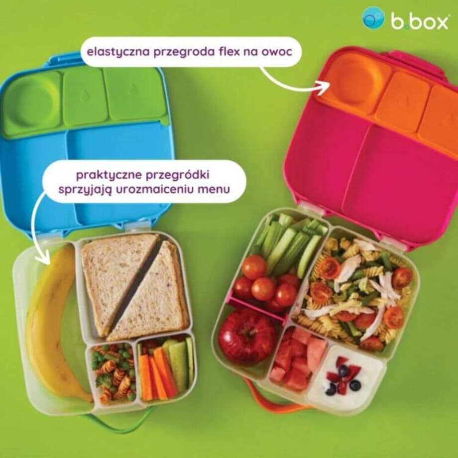 Lunchbox dla dzieci i dorosłych - śniadaniówka z przegródkami i wkładem chłodzącym Flamingo Fizz, b.box