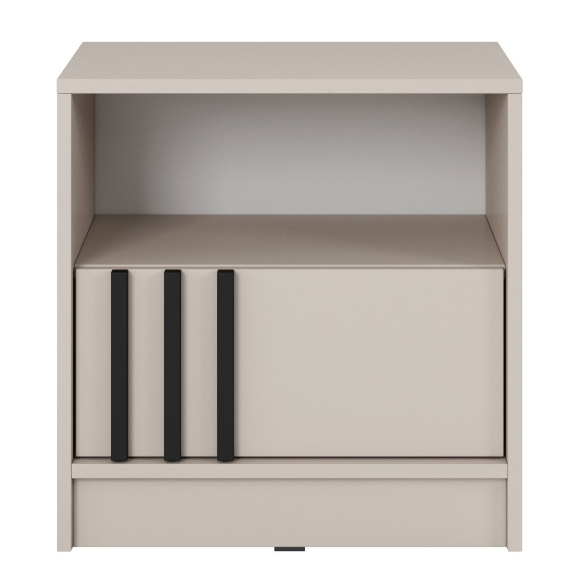 Szafka nocna KELLY z szufladą i półką oraz uchwytem z lameli, Kaszmirowa