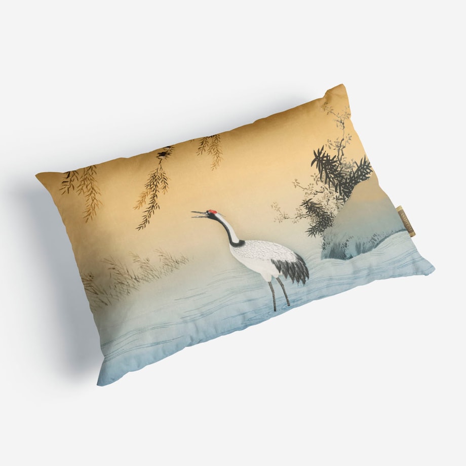 bawełniana poszewka na poduszkę - Żuraw i zachodzące słońce 40x60 cm