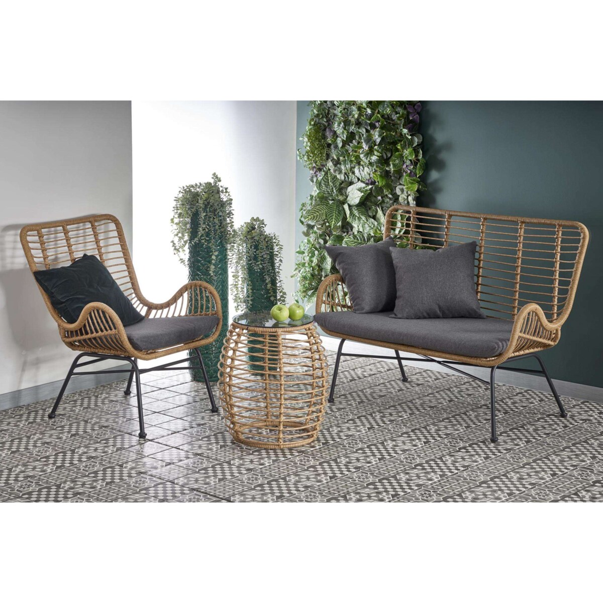 Konsimo ABLA Brązowa sofa ogrodowa w stylu boho